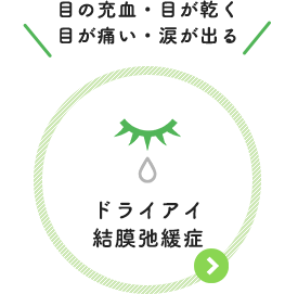 目の充血・目が乾く 目が痛い・涙が出る：ドライアイ 結膜弛緩症